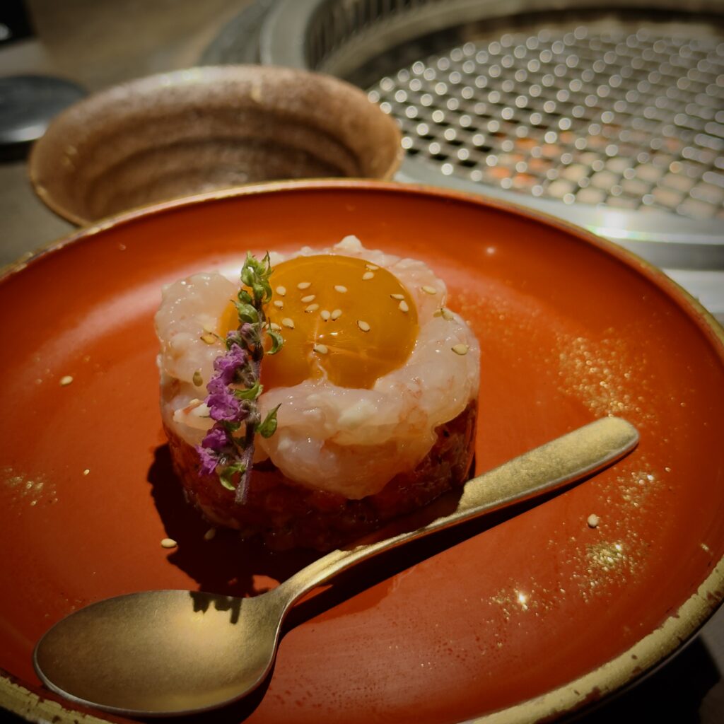 Tableside grilled meat at Daishogun Kanazawaten izakaya in Kanazawa, Japan